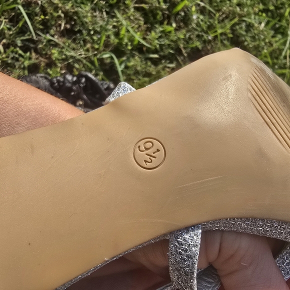 Silver Glitter Strappy Women's Sandals - Picture 7 of 9